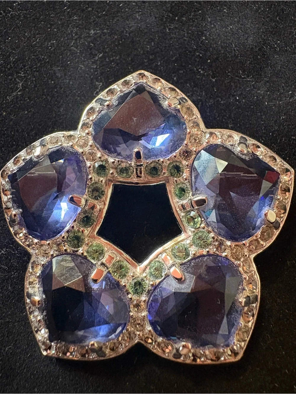 SIGNED SWAROVSKI TANZANITE CRYSTAL SPRAY PIN~BROOCH RETIRED RARE